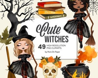 ハロウィンガールのクリップアート | 不気味なクリップアート | 魔女のクリップアート | カボチャのクリップアート | 頭蓋骨のクリップアート | プランナーステッカー | 即時ダウンロード | PNG