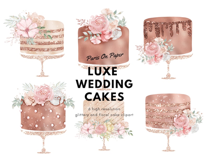 Rose Gold Wedding Cake Cliparts Bakery Cliparts Birthday Printables
