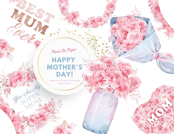 Mother's Day, Mother's day clipart, Watercolor Floral Clipart, Watercolor Floral Frames, Mother's day printables,