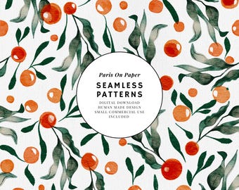 Tropical Orange Seamless Digital Surface Pattern,Digital Pattern Design for Fabric, Packaging,Stationery,Small Commercial Use Included