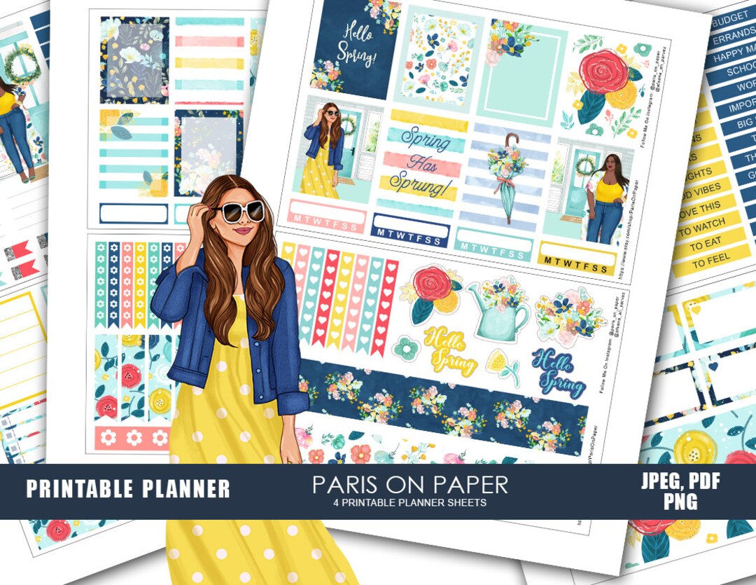 Spring Printable Planner Kit | EC Printable Weekly Stickers | Spring ...