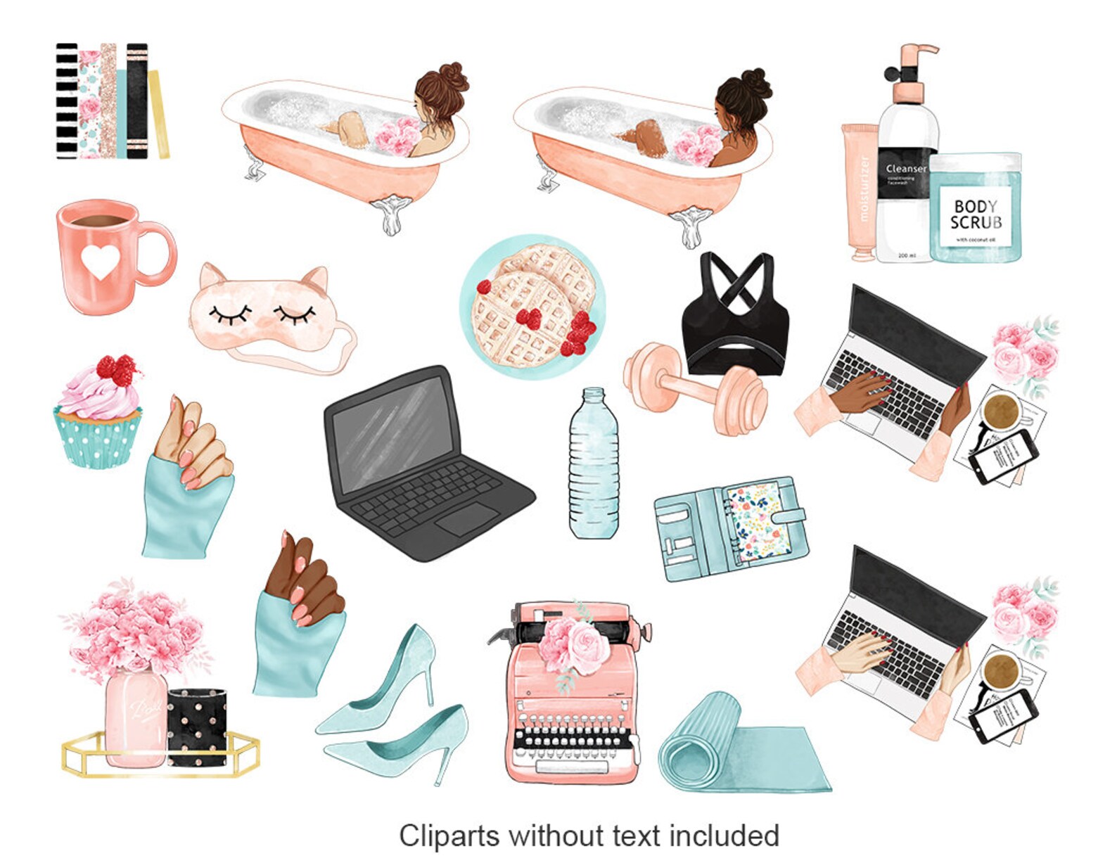 Self Care Planner Icons Clipart Planner Stickers Stack of | Etsy
