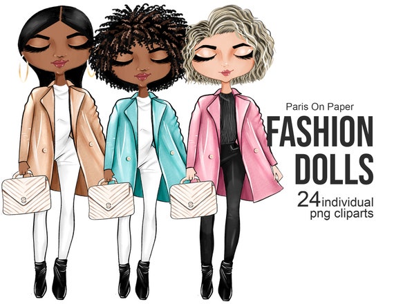 Fashion Doll Clipart | Afro Girl Clipart | Fashion Clipart | Street Fashion Girl | African American | Fashion Illustration | Planner Girl
