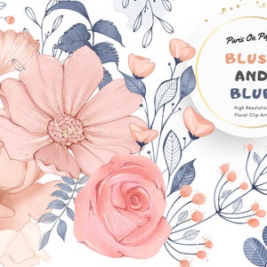Blush Floral Clipart | Bridal Shower Clipart | Peonies Painting | Wedding Stationary | Instant Download