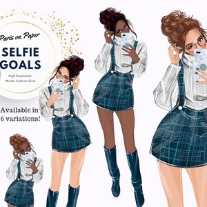Winter Fashion Girl fashion illustration selfie clipart winter planner fashion doll planner stickers graphics icon avatar blogger graphics