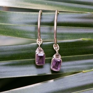 Amethyst Earrings Sterling Silver, Gemstone Earring Gothic Boho February Birthstone Voilet Purple Stone Earrings, Gift Wife Sis Mom Friend