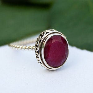Ruby Ring, Red Ruby Gemstone Sterling Silver Ring, Dainty Ring, Ruby Jewelry, Promise Ring, Ruby Silver Ring, July Birthstone, Propose Ring