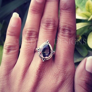 Mystic Topaz Ring, Rainbow Topaz Sterling Silver Ring, Pear Mystic Fire Topaz Engagement Wedding Promise Ring, Boho Ring, 21st Birthday Gift