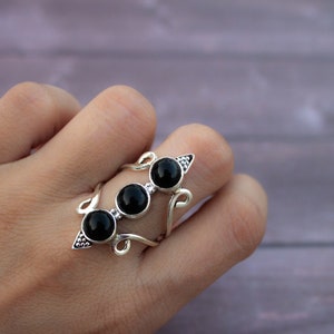 Black Onyx Ring, Onyx Sterling Silver Ring, Black Stone Ring, Dainty Ring, Onyx Jewelry, Friendship Ring, Boho Ring