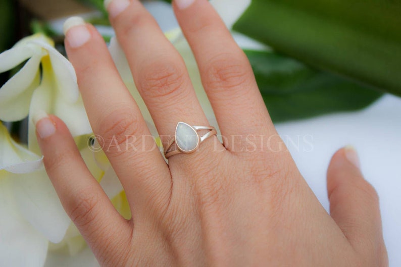 Moonstone Ring Sterling Silver Ring Natural Moonstone Etsy