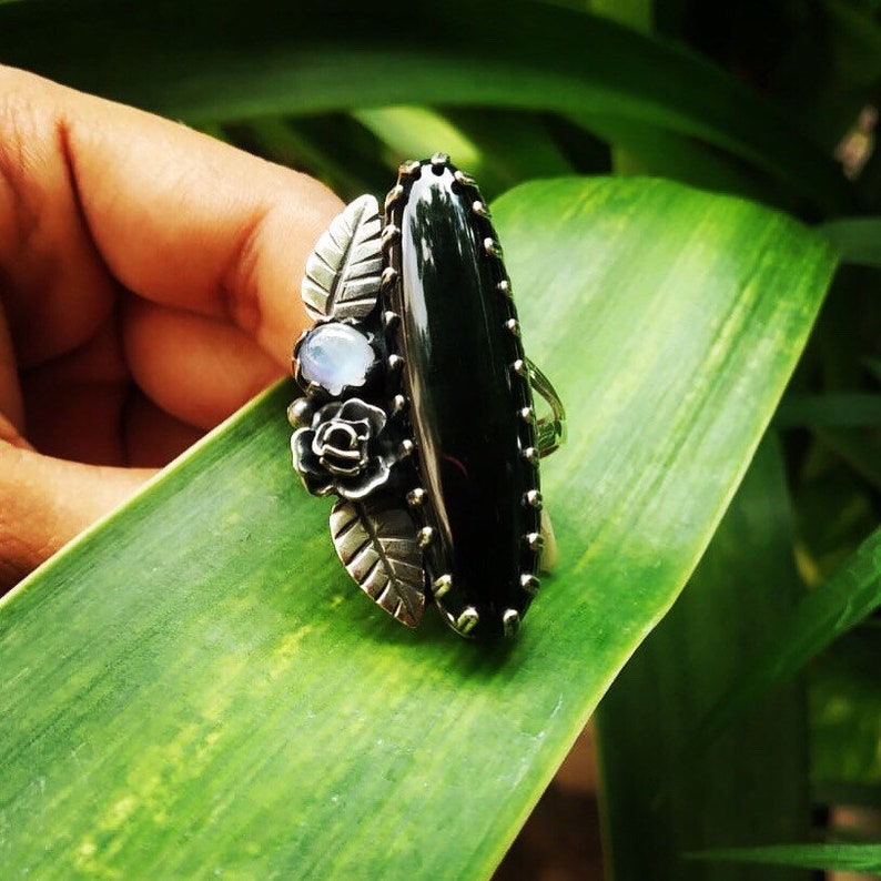 Black Onyx Ring Black Onyx Gemstone Sterling Silver Ring Etsy