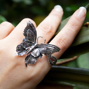 Sterling Silver Butterfly Ring: Nature Inspired Insect Jewelry