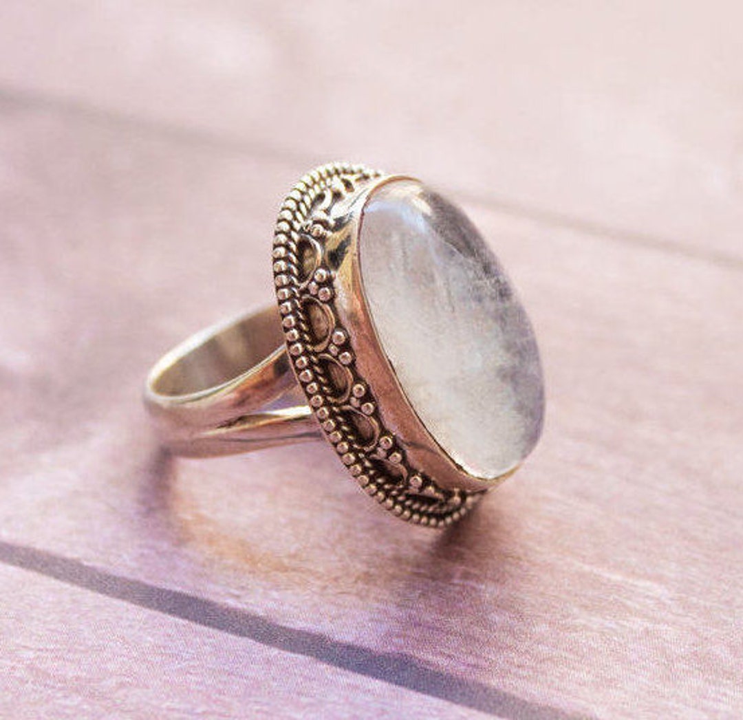 Moonstone Ring Natural Moonstone Gemstone Sterling Silver - Etsy