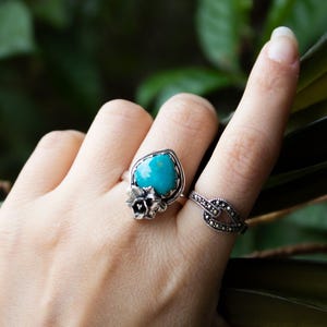 Handmade Sterling Silver Turquoise Ring: Arizona Boho Jewelry