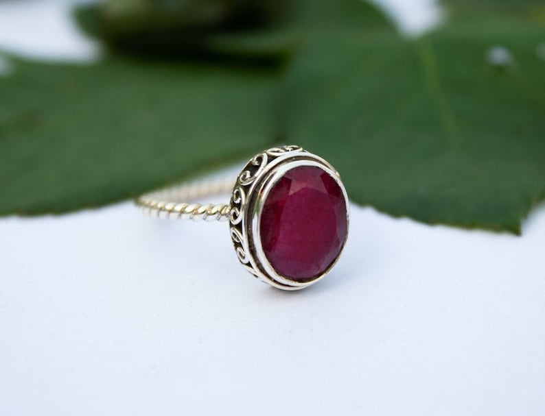 Ruby Ring, Red Ruby Gemstone Sterling Silver Ring, Dainty Ring, Ruby Jewelry, Promise Ring, Ruby Silver Ring, July Birthstone, Propose Ring 