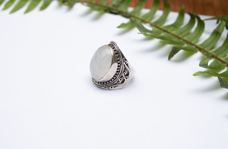 Moonstone Ring Sterling Silver Natural Moonstone Gemstone | Etsy