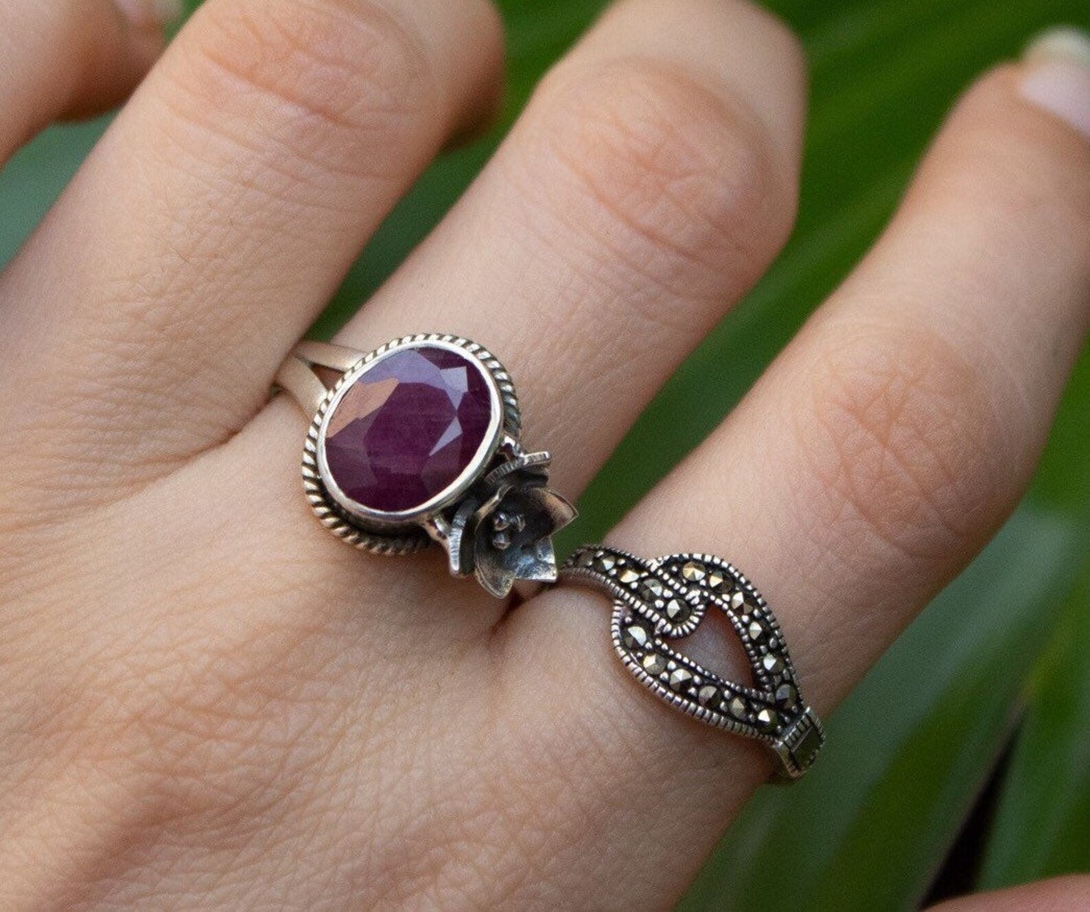 Ruby Ring Red Ruby Gemstone Sterling Silver Ring Dainty | Etsy