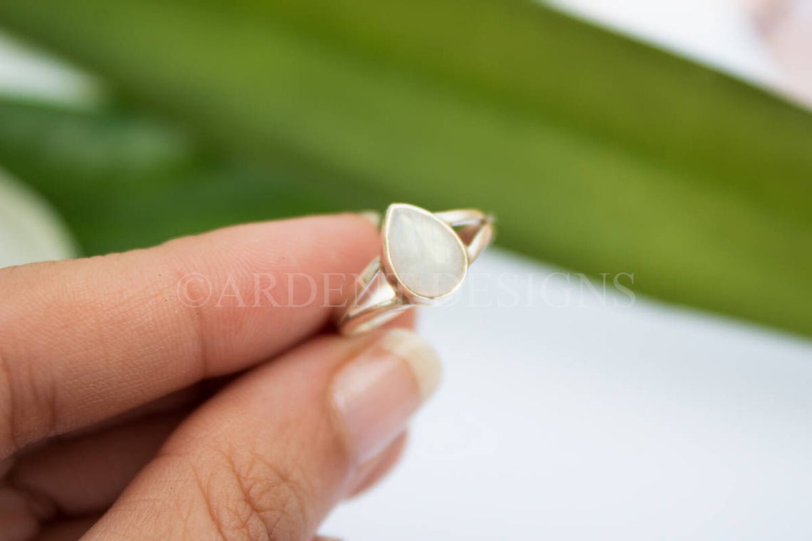 Natural Moonstone Sterling Silver Ring