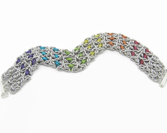 Bracelet byzantin triple arc en ciel