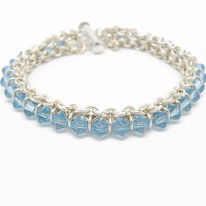 Centipede Bracelet Aquamarine Crystal