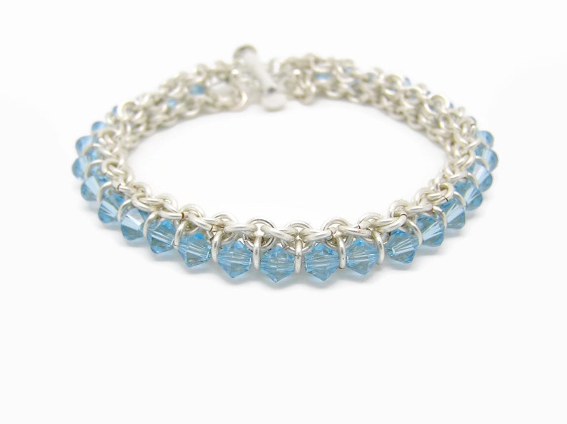 Centipede Bracelet Aquamarine Crystal