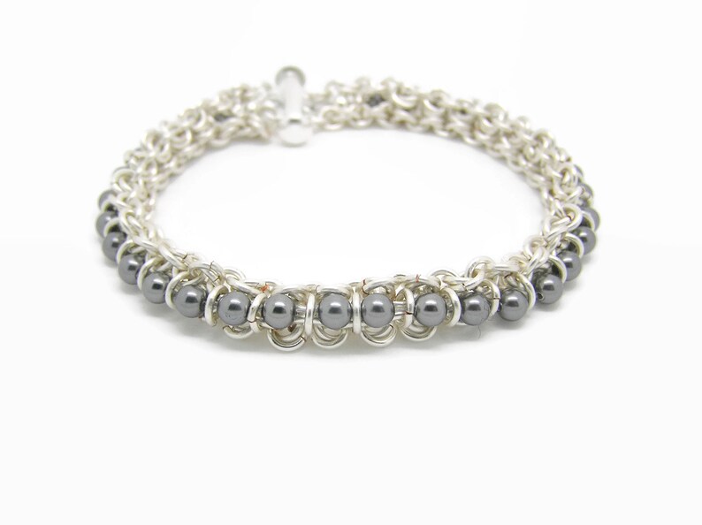 Centipede Bracelet Grey Pearl