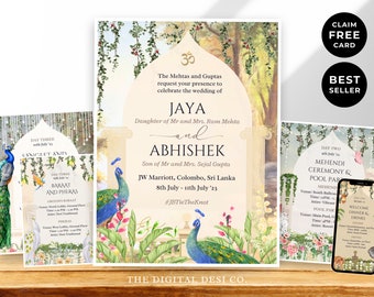 Customizable Indian Wedding Invitation - 3 Day Royal Vibrant Canva Designs for Destination Weddings, Hindu Ceremonies, and Desi Celebrations