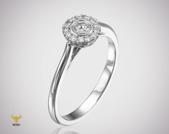 Halo Diamond Engagement Gold Ring