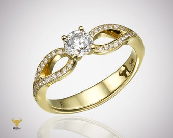 Yellow Gold Diamond Floral Engagement Ring