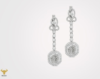 White Gold Diamond Bridal Dangle Earrings