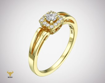 Yellow Gold Halo Diamond Engagement Ring