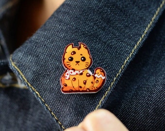 Kawaii Chocolate Chip Cookie Cat Enamel Pin – Cat Lover Gift