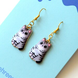 Emaille Katze baumeln Ohrringe-Statement Ohrringe-Weihnachtsgeschenk-Süße Ohrringe-Für sie-Katzen Geschenk-Katzenmama Schmuck-Katze Schmuck Geschenk für Frauen-Kinder
