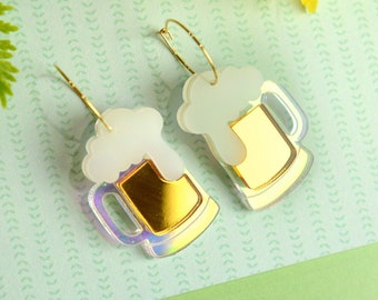 Beer Earrings- Statement earrings- cute earrings gift- brewery Earrings handmade- valentines gift for her- women- gift for mom- gift for her