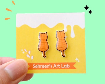 Ginger Orange Cat Studs- Earrings- Cute Earrings-cute Cat Earring