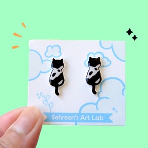 Tuxedo cat earring studs- Black and white cat earrings- cat earrings- cute earrings- cute earrings - Cat gift- Cat owner gift- gift for her