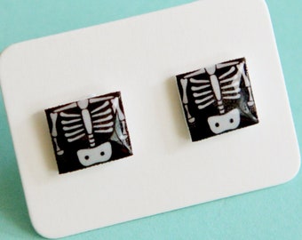 X-Ray Stud Earrings, Medical Gift for Nurse, Handmade Jewelry