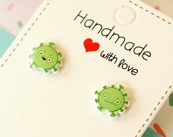 Kawaii Virus Ohrstecker - Handgemachte Lustige Ohrringe, Geschenk für Sie