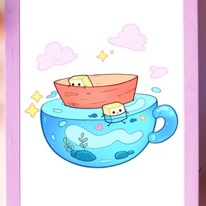 Niedlicher Kunstdruck- Kawaii Entzückende Kunst für Kinder- Wand-Dekor- Geschenk für Sie- Gemälde- Geschenk für Ihn- Postkarte- Haus Dekor- Wandkunst- Drucke