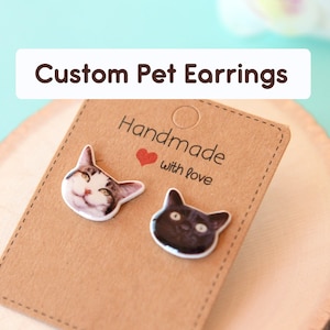Custom pet earrings-Cute earrings studs-Cat-Dog-Mother's day gift- Earrings for her-Custom Statement Earrings Studs-Custom Jewelry-Cat gift