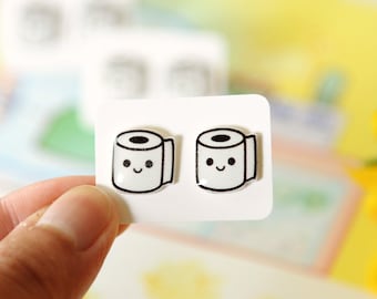 Toilet Paper Roll Stud Earrings – Handmade Hypoallergenic Jewelry