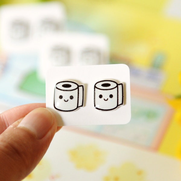 tp earrings- Toilet paper earrings- Toilet Paper Roll- toilet paper Jewelry- Humor Gifts- Cute Earrings- Kawaii Pins- Tp Crises Art- Funny