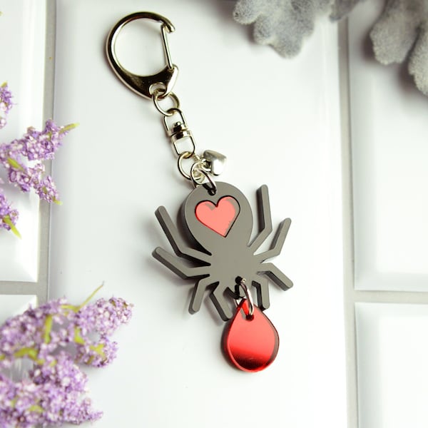 Halloween decor keychain- Spider witch blood keychains- occult jewelry- black widow-spooky season- cute statement kecyhain -acrylic jewelry