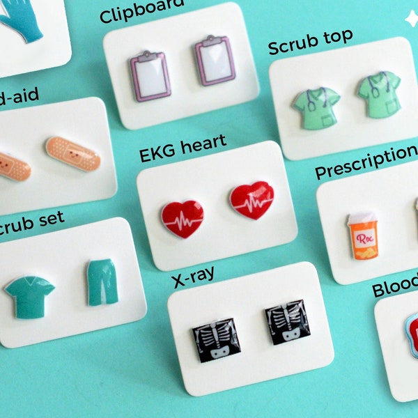 Handmade Medical Stud Earrings – Nurse Doctor Gift