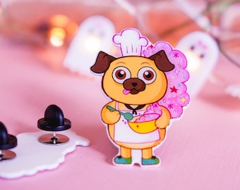 Épingle en émail Carlin – Derp Dog Chef, broche Kawaii