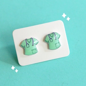 Scrubs cute earring studs-Statement earrings-Nurse medical gift-Medical healthcare workers-Nurse jewelry-cute small studs-Doctor gift kawaii