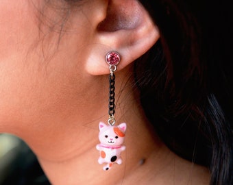 Cat earrings-Cute earrings for her- Gift for her-Earrings kawaii cute hanmade earrings-Cat mom-Cat jewelry-Cat earrings-Cat gift- Jewelry