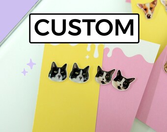 Custom pet earrings-Cute earrings studs-Cat-Dog-Mother's day gift- Earrings for her-Custom Statement Earrings Studs-Custom Jewelry-Cat gift