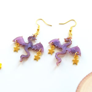 Dragon fantasy children&#39;s book earrings-Statement earrings-Cute dragon reptile earrings- Halloween Christmas earrings-Gift for her-for women