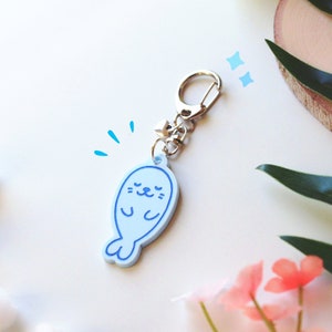 Seal keychain-Cute seal acrylic charm-Kawaii seal pink acrylic charm- Ocean sea creatures keychains-Seal lover gift -Sea animals art jewelry